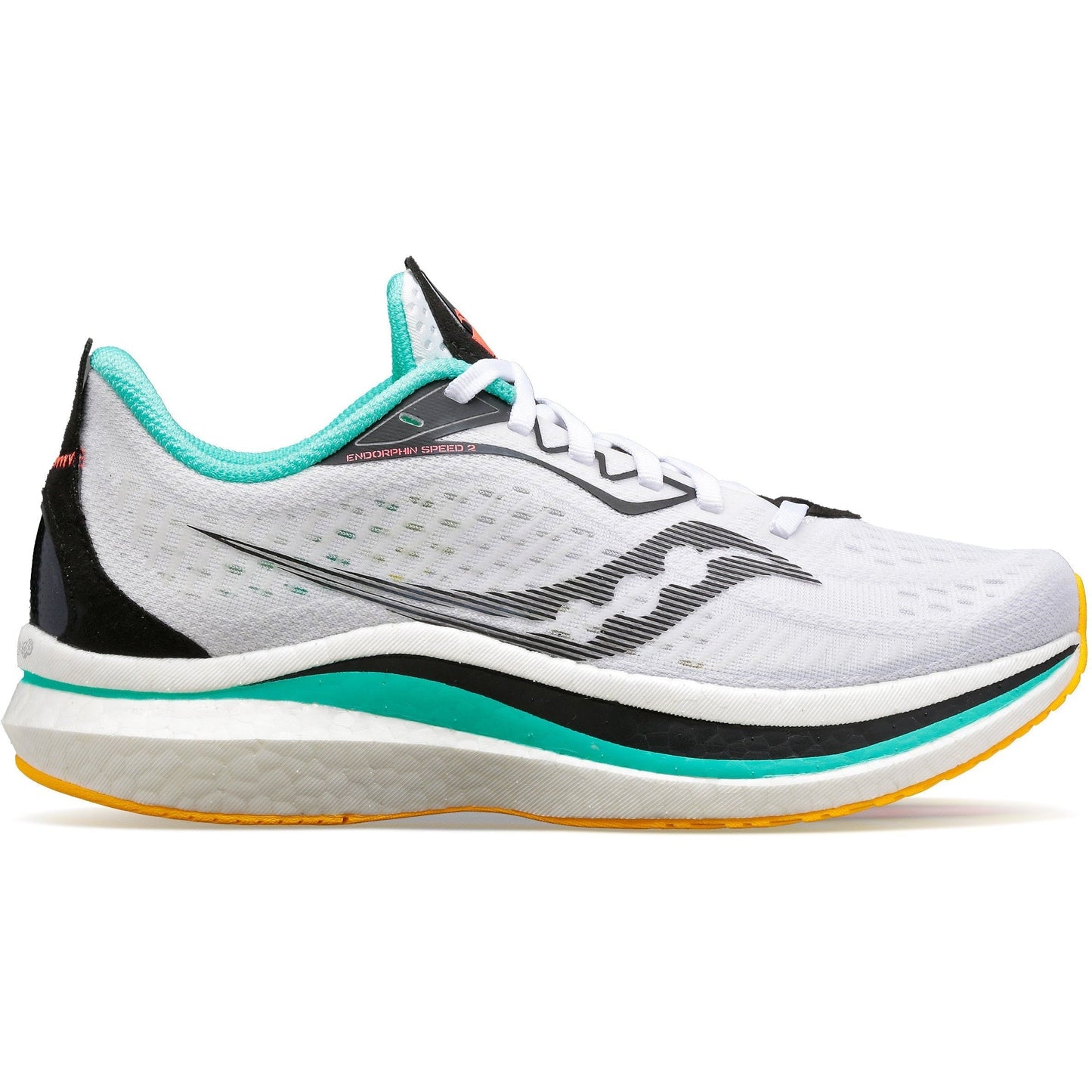 Women's Saucony Endorphin Speed 2, White/Black/Vizi, 8.5 B Medium