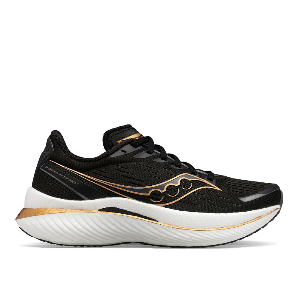 Women's Saucony Endorphin Speed 3, Black/Goldstruck, 6 B Medium